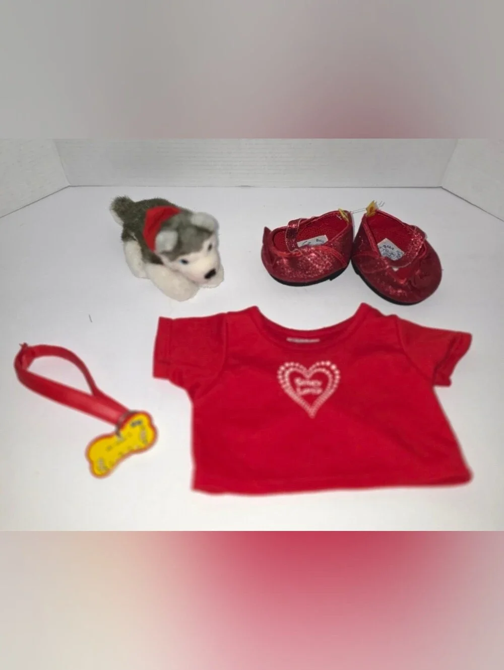 Build A Bear BABW Beary Loved Red Shirt W/ Shoes Dog & Collar Collectable